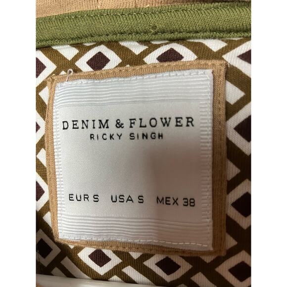 Denim & Flower Ricky Singh Shirt Brown Hoodie Pullover Long Sleeve Size M - Picture 4 of 6